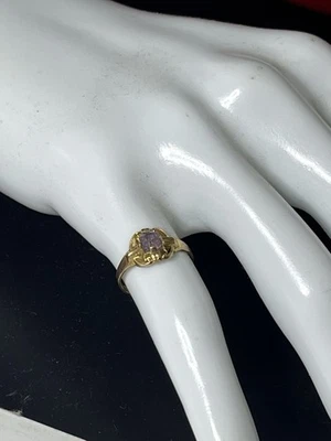 Antique 10k gold purple natural Spinel Gemstone ring size 3.25 - Image 1 of 4