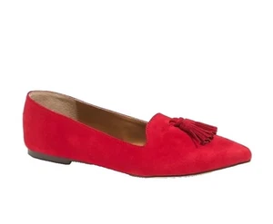 Neu mit Karton J. Crew Quaste Smoking Kunstleder Sonne Verblasst Rot Slipper Halbschuhe Damen 7,5 - Bild 1 von 7
