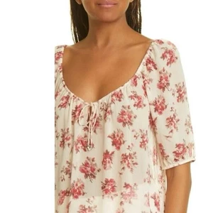 NWOT Women’s Paige Franciska Floral Jacquard 100% Silk Top SZ S - Picture 1 of 7