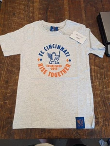 NEW FC Cincinnati soccer T-shirt YOUTH size SMALL, Gray, Rise Together. - Picture 1 of 9