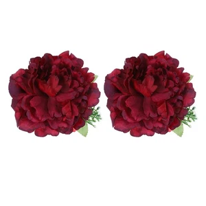 2 Pezzi Fascette per Tenda a Fiori Artificiali Peonia Porta Drappeggi Clip Rosa Rosso - Foto 1 di 5