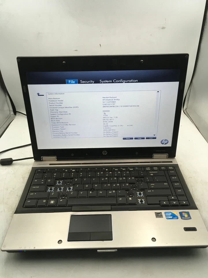 HP ELITEBOOK 8440P - BOOTS TO BIOS - INTEL I5 M520 - 4GB RAM - 14" -READ DESC-BB - Image 1 of 4