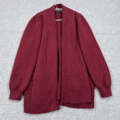 Alpaca Connection Cardigan Womens Medium* Red Puff Sleeve Wool Knit Open Sweater - Image 1 of 4