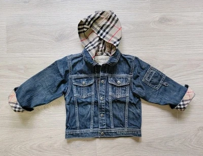 Auténtica Chaqueta Vaquera Burberry Niños Niños Capucha Nova Check Talla 4 años 104 cm Foto 1 de 4