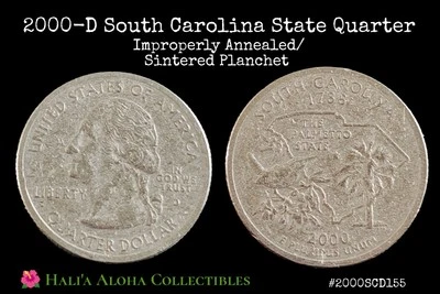 💫2000 D South Carolina State Quarter ~ Improperly Annealed Planchet Mint Error✨ - Image 1 of 4