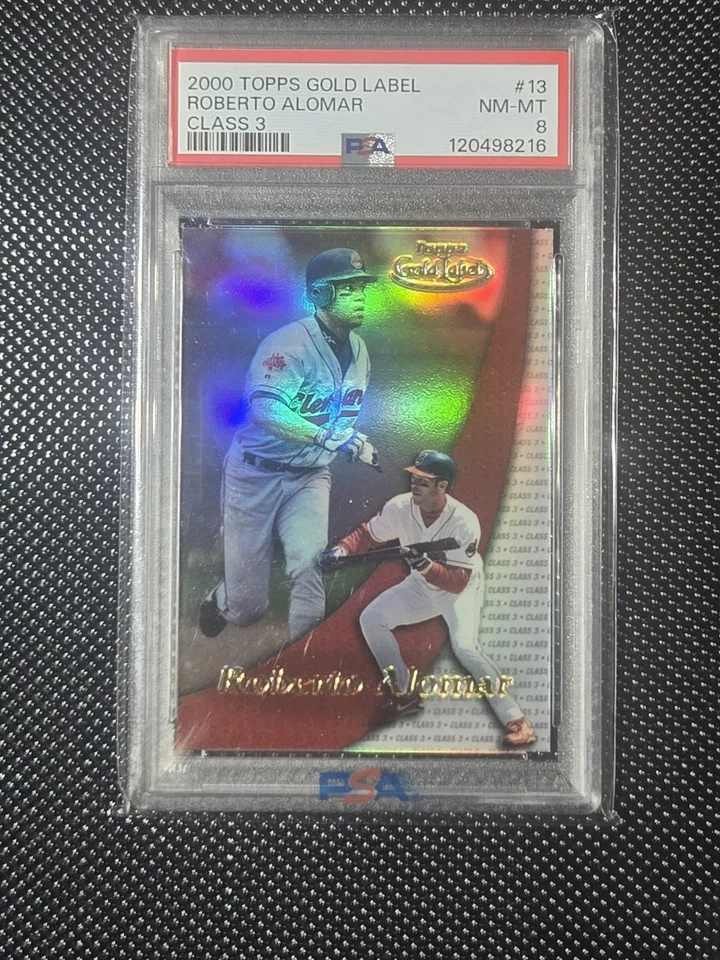 🔥 POP 1 0 HIGHER ROBERTO ALOMAR PSA 8 CLASS 3! 2000 Topps Gold Label #13  - Image 1 of 3