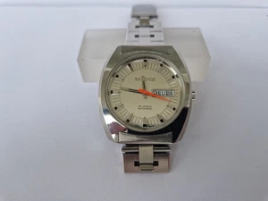 Sandoz Automatic - Day-Date - Silvered Dial -Silverd Baton Index-NOS Condition!! - Picture 1 of 11
