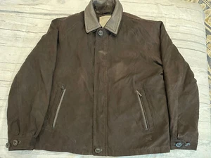 RainForest dunkelbraune Jacke Lederkragen Herren L herausnehmbares Innenfutter Daunen wie besehen - Bild 1 von 12
