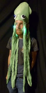 LED Light up Long Squid Hat - Party adult dreads bright novelty Tentacles FLASH - Picture 1 of 16