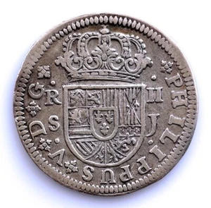 S.C. Spain-Felipe V. 2 Reales 1721 J Sevilla. MBC+/VF+ Silver 5.5 G. - Picture 1 of 2
