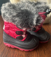 Kamik Lychee Black Pink Faux Fur Lined Winter Snow Boots Shoes Toddler Girl 5