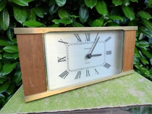 Reloj de mesa de cuarzo DUGENA diseño madera años 60 MID-CENTURY latón madera - Imagen 1 de 4
