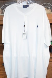 Polo Ralph Lauren Herren weiß kurzärmliges Henley Hemd Big Tall 3XB/3TG neu mit Etikett $ 89 - Bild 1 von 4