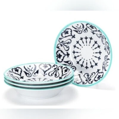Juego de 4 cuencos de melamina turca Williams Sonoma Coastal playa blanca y azul Foto 1 de 4