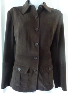 NORTON STUDIO Light Jacket Blazer Stretch Faux Suede Pockets Button Down Size 6 - Picture 1 of 5