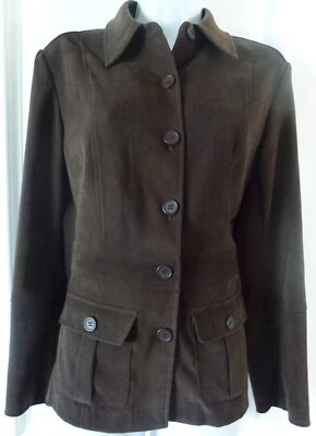 NORTON STUDIO Light Jacket Blazer Stretch Faux Suede Pockets Button Down Size 6 - Image 1 of 4