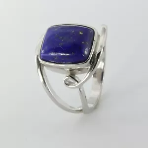 Talla 6 - Anillo Cuadrado Natural AZUL LAPISLÁZULI - PLATA ESTERLINA 925 #39 - Imagen 1 de 4
