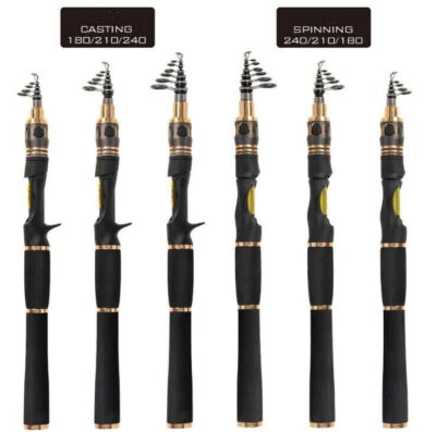 Rock Fishing Rods Spinning Carbon Fiber Telescopic Rods Casting Poles 1.8m-2.4m - Image 1 of 4