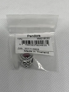 New 100% Genuine Authentic Pandora Red Sparkling Levelled Heart Charm 799218C02 - Picture 1 of 2