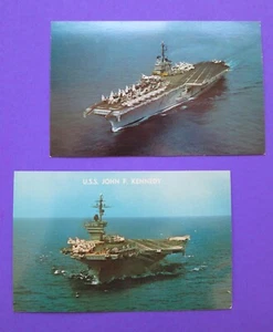 2 Aircraft Carriers U.S.S.JOHN F. KENNEDY + U.S.S. INDEPENDENCE Vtg. Postcards - Picture 1 of 2