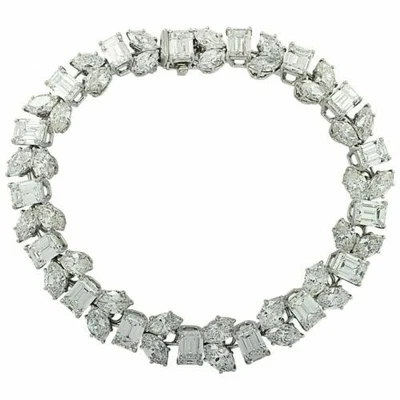 16 Ct Emerald Cut Diamond Simulated Wedding Tennis Bracelet 925 Sterling Silver - Image 1 of 4