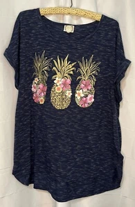 Camiseta Truself Piña Cuello en V Talla 3X Azul Marino Dorado Rosa - Imagen 1 de 4