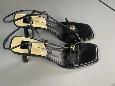 Dolce Vita Shoes Womens Size 9.5 Black Strappy Heels Sandals Gold Detail Dressy - Image 1 of 4