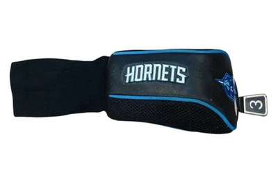Cubierta para la cabeza del club de golf Charlotte Hornets negra azul logotipo 3 madera protectora usada Foto 1 de 4