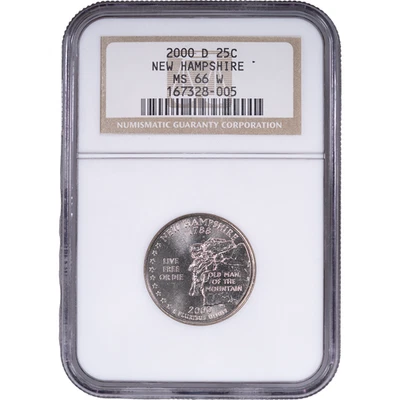 2000-D New Hampshire State Quarter - Clad ~ NGC MS 66 - Image 1 of 2