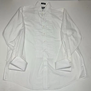 Stafford Formal Wear Tuxedo Shirt Size 18 36/37 White French Cuff Pleated Front - Picture 1 of 9