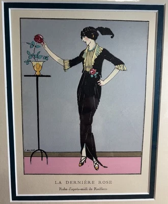 Oct 1913 Gazette du Bon Ton No12 Gose LA DERNIERE ROSE Pochoir - Image 1 of 4