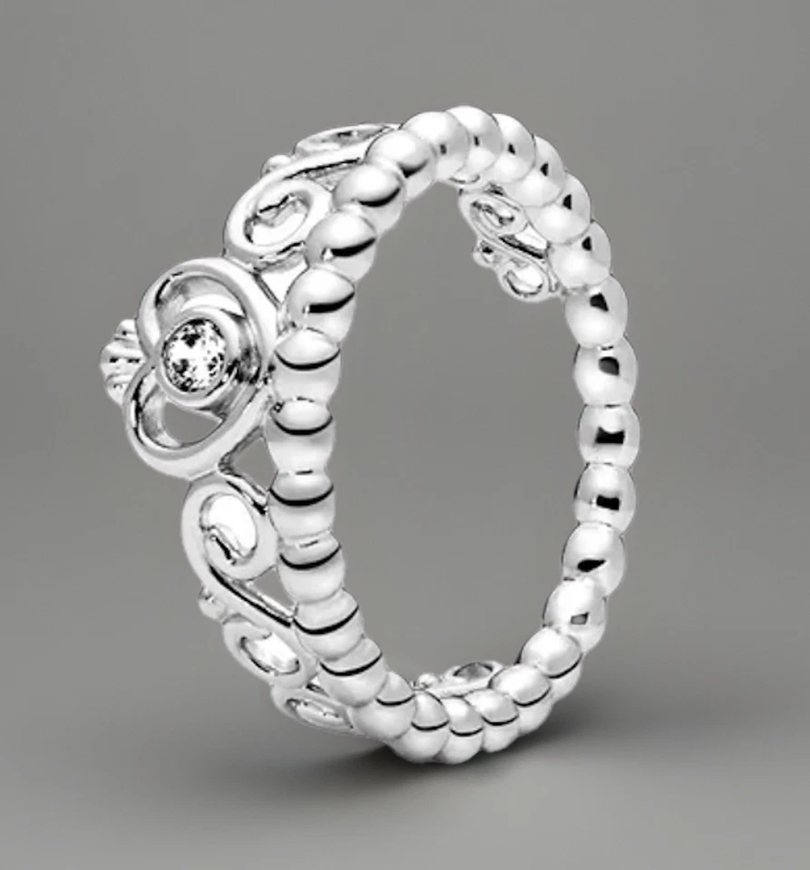 Authentic Pandora Heart Tiara Sterling Silver Ring with Cubic Zirconia Size 5.5 - Image 1 of 4