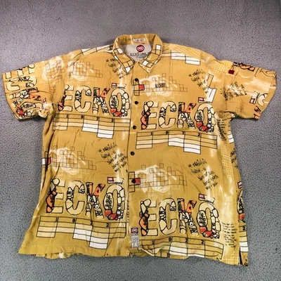 Vintage Ecko Unltd Shirt 2XL Beige Graffiti AOP Print Loop Camp Collar 90s Y2K - Image 1 of 4