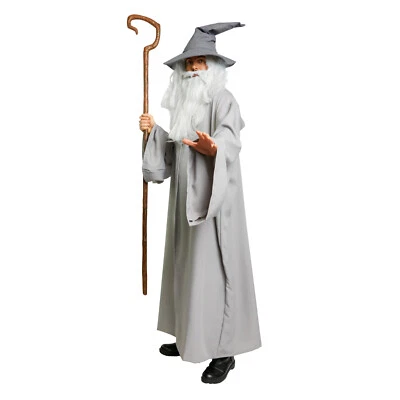 El Señor de los Anillos Hobbit Gandalf Disfraz Mago CAPA Adulto Bata Gris Foto 1 de 3