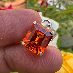 Colgante de granate serpentina naranja certificado NATURAL 15,65 quilates en plata maciza 925 - Imagen 1 de 7
