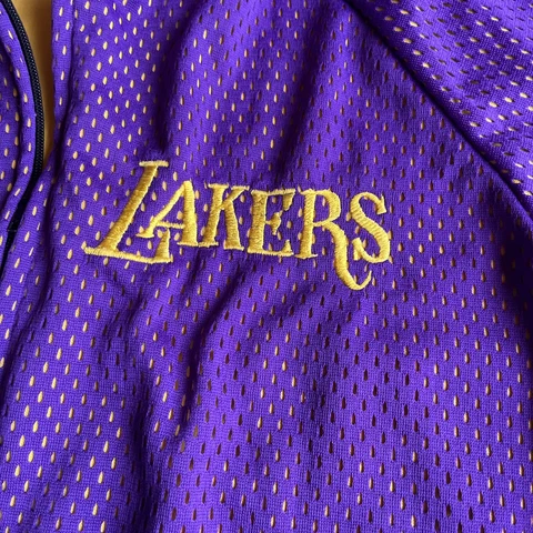 Rare! Vintage Los Angeles Lakers 1980s Mesh Jersey Jacket Size M/L NBA Purple Cover