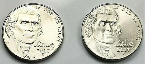 2017  P & D  Jefferson Nickel - BU Set Pulled From OBW Rolls Cover