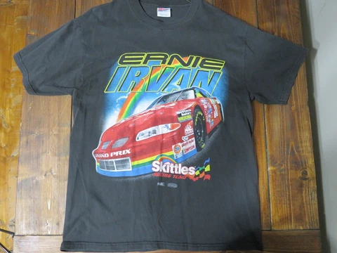 Vintage Ernie Irvan Skittles Front and Back T-Shirt Taste of Victory Tour Mens L Cover
