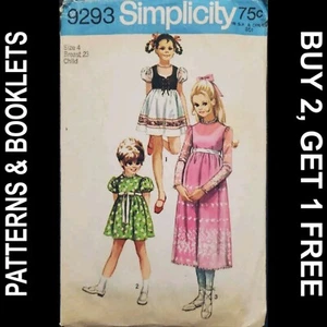 Vintage Simplicity Girls' Dress in 2 Lengths & Bolero Pattern #9293 Size 4 CUT - Picture 1 of 4