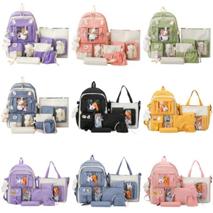 Set 5 pz borse scuola ragazze zaino donna studente borsa a libro impermeabile antifurto - Foto 1 di 47