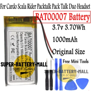 1000mAh BAT00007 Battery For Cardo Headset Scala Rider Packtalk Pack Talk Duo - Picture 1 of 2