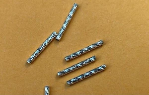 Sterling silver tube beads, faceted, 1.5 x 12 mm,  24 units - Picture 1 of 3
