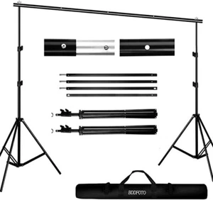 Kit supporto sfondo fotografico green screen nero richiudibile fodera portatile - Foto 1 di 2