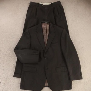 Gianfranco Ruffini Suit M Gray Pinstripe 100% Wool Worsted Twill 43R 35x29 - Picture 1 of 23