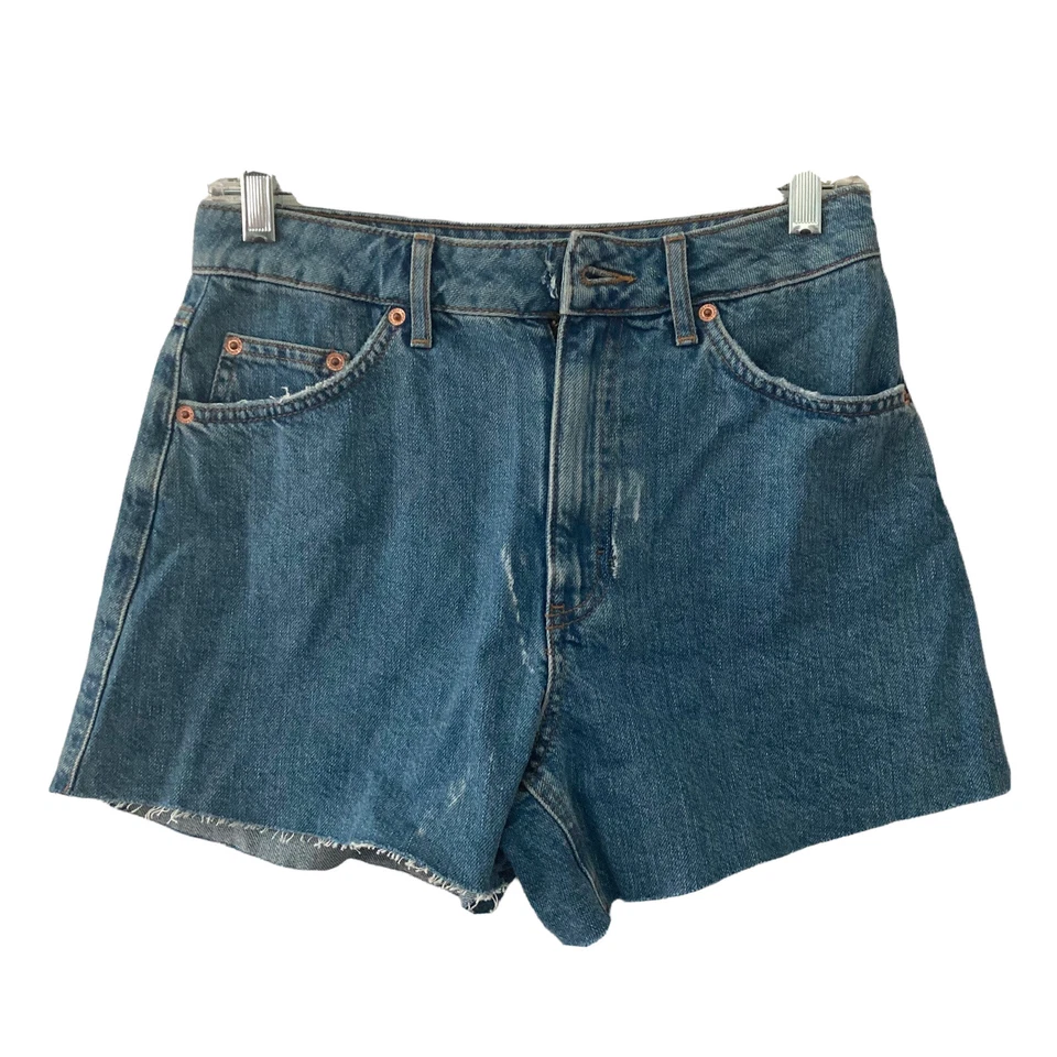 Pantalones Cortos Topshop Mujer Talla 4 Denim Aline Distressed Lavado Medio Nuevos Foto 1 de 4