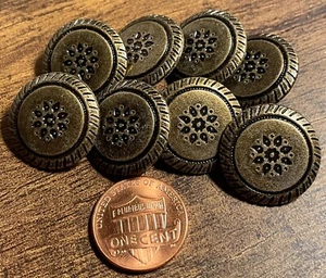 Set of 8 New Antique Brass Tone Metal Shank Buttons 20.5mm 13/16" 16058 - Picture 1 of 4