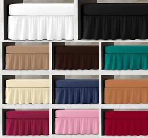 Frilled Fitted Valance Sheet Double SIngle Super King Size Plain Dyed Deep fit 