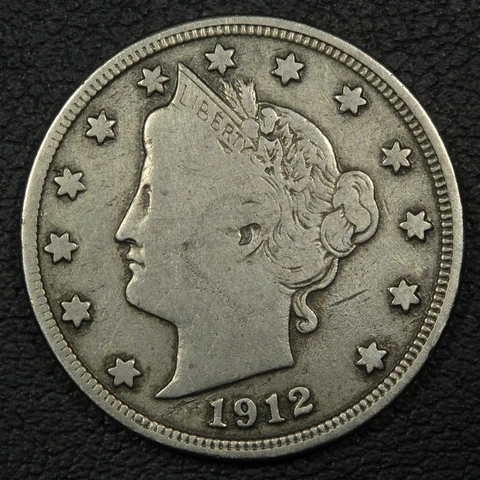1912 S Liberty V Nickel (Reverse Lamination Mint Error) - Cleaned Cover