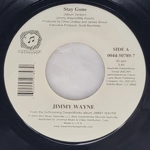 Jimmy Wayne Stay Gone / Blue And Brown 45 RPM Vinyl 2003 Dreamworks Records - Foto 1 di 5