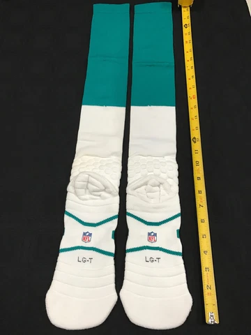 2012 MIAMI DOLPHINS TEAM ISSUED NIKE ON FIELD AQUA/WHITE NFL SOCKS ALL SIZES NEW Cover